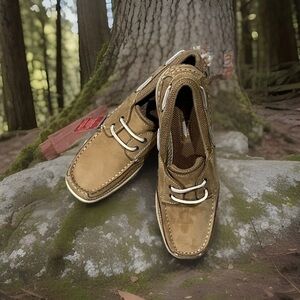 Bass Boater Man Leather Shoes Size 7.5 M Mustard- store price $149 now $55 🔥🔥🔥